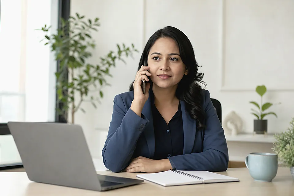 Confidential admission counsellor speaking with a family by phone