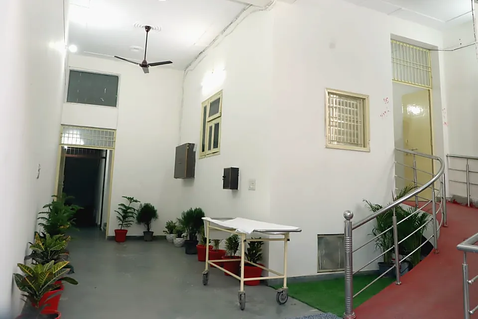Clean inner courtyard and access area at Sambhav Rehab