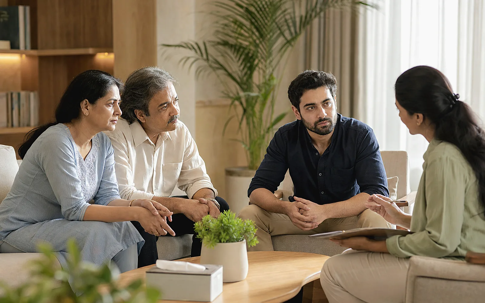 Family counselling session supporting addiction recovery