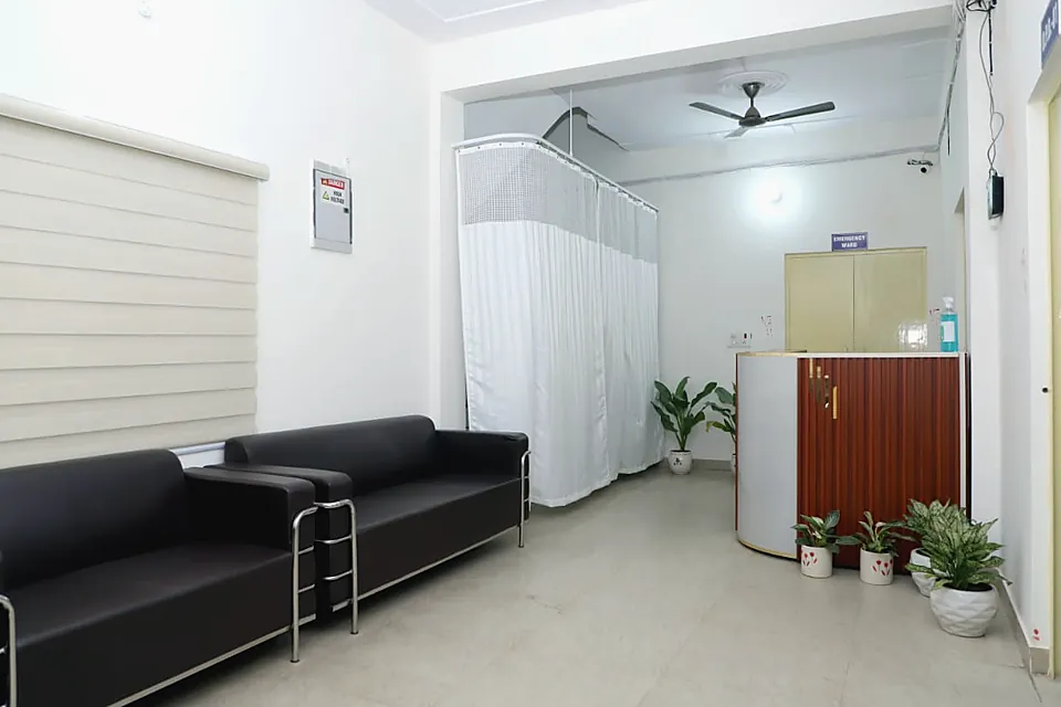 Reception and waiting area inside Sambhav Rehab facility
